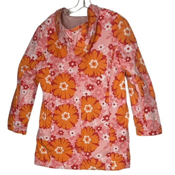 Anne Klein Reversible Hooded Raincoat Floral Multicolor/ Pastel Pink Vintage M - Picture 4 of 16